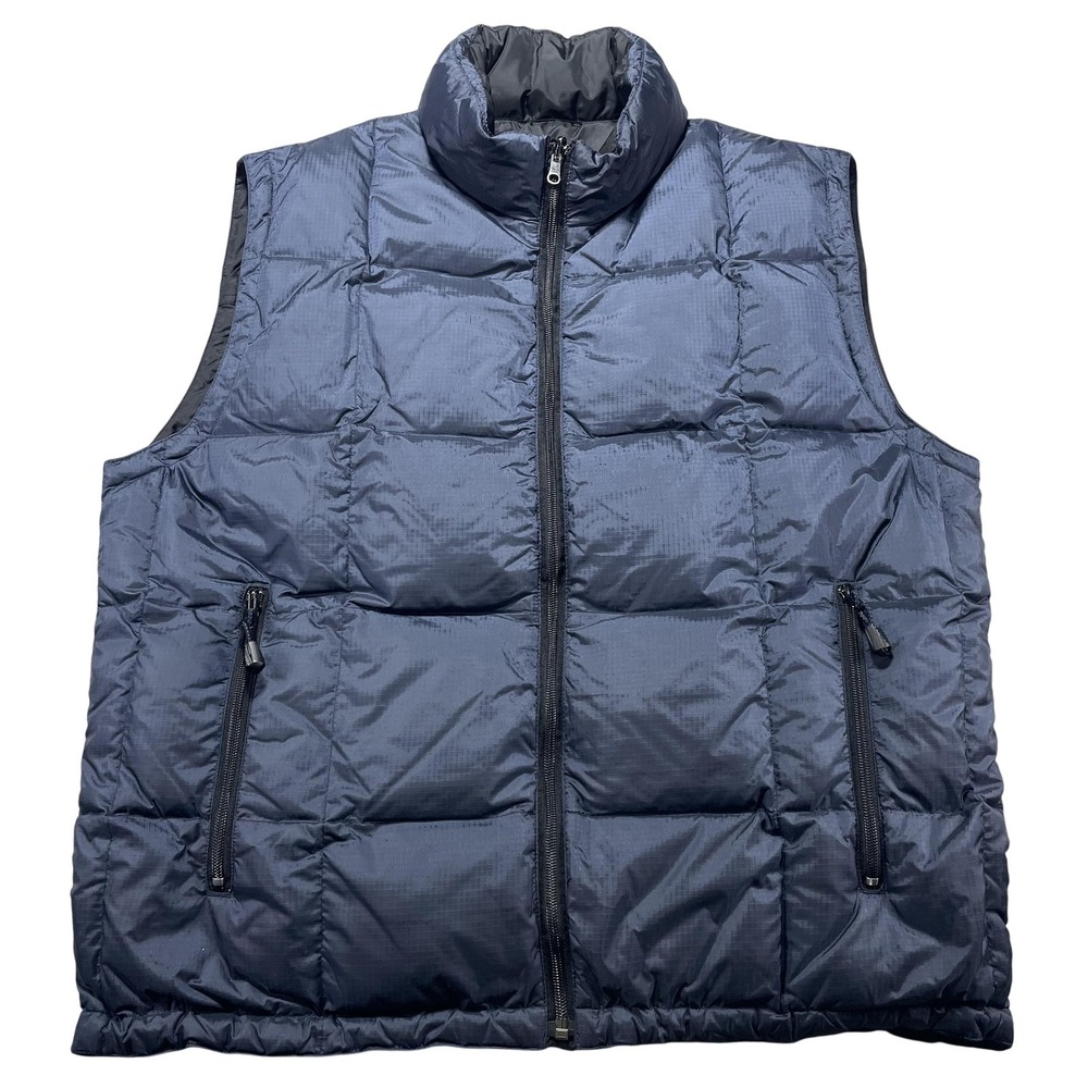 VTG Gap Vest Mens Large Blue Down Puffer Reversible Full Zip Pockets Outdoor Y2K